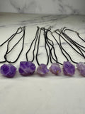 Flower Amethyst Rough Stone Necklace