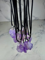 Flower Amethyst Rough Stone Necklace