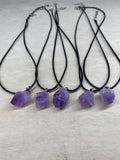 Flower Amethyst Rough Stone Necklace - AurasAndGemstones