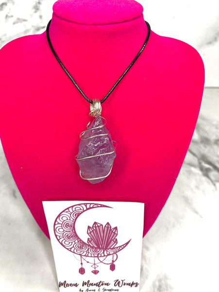 Amethyst Silver Wrapped Pendant - AurasAndGemstones