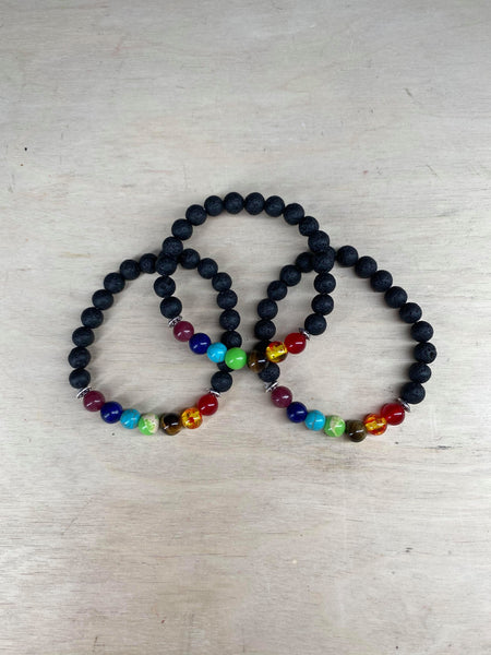 7 Chakra & Lava Beads Bracelet